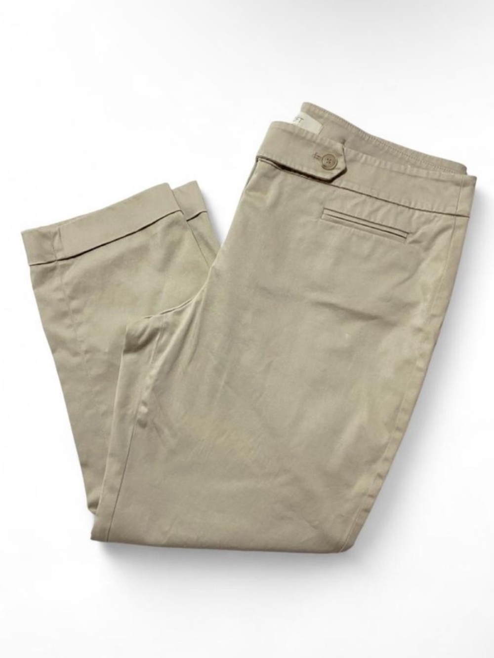 LOFT Marisa Khaki High Waisted Cropped Capri Pants Trousers Size 10